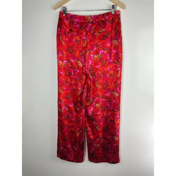 L'AGENCE Luvvy Butterfly Print Silk Straight Leg Trousers Women's Medium ? Pants - Picture 9 of 16